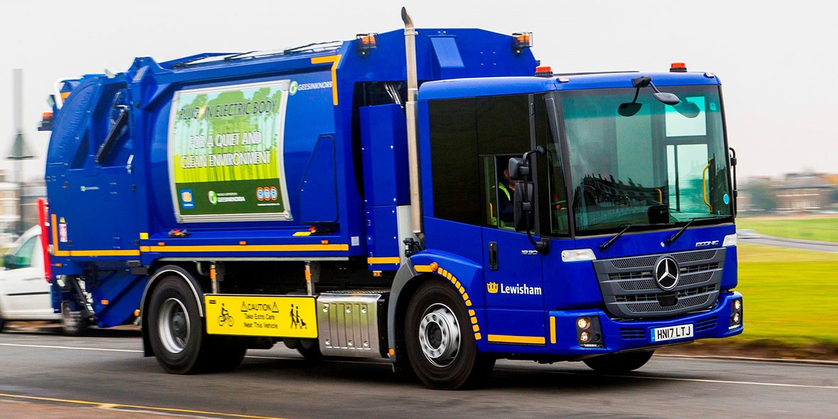 Quiet: Econic with electric garbage compression.